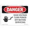 Signmission Sign, 7" H, 10" W, Plastic, High Voltage Turn Power Off Before Servicing, Landscape, L-1348 OS-DS-P-710-L-1348 - alternate 1